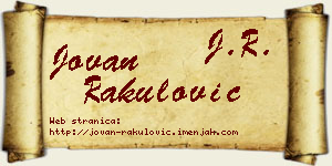 Jovan Rakulović vizit kartica